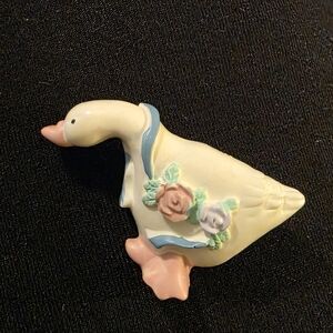 Charming Goose Pin with Floral Accents